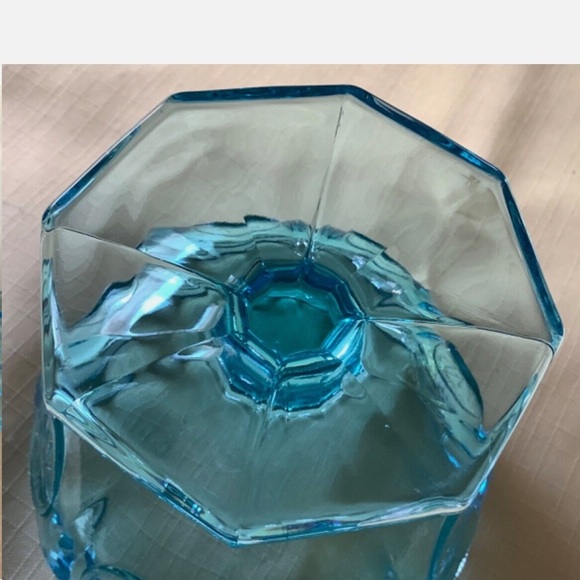 Antique Blue Accent Vase with Scalloped Rim - Picture 6 of 7